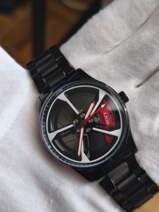 Relógio Motor Sports by Lige com jante spinner Novo. Black Edition