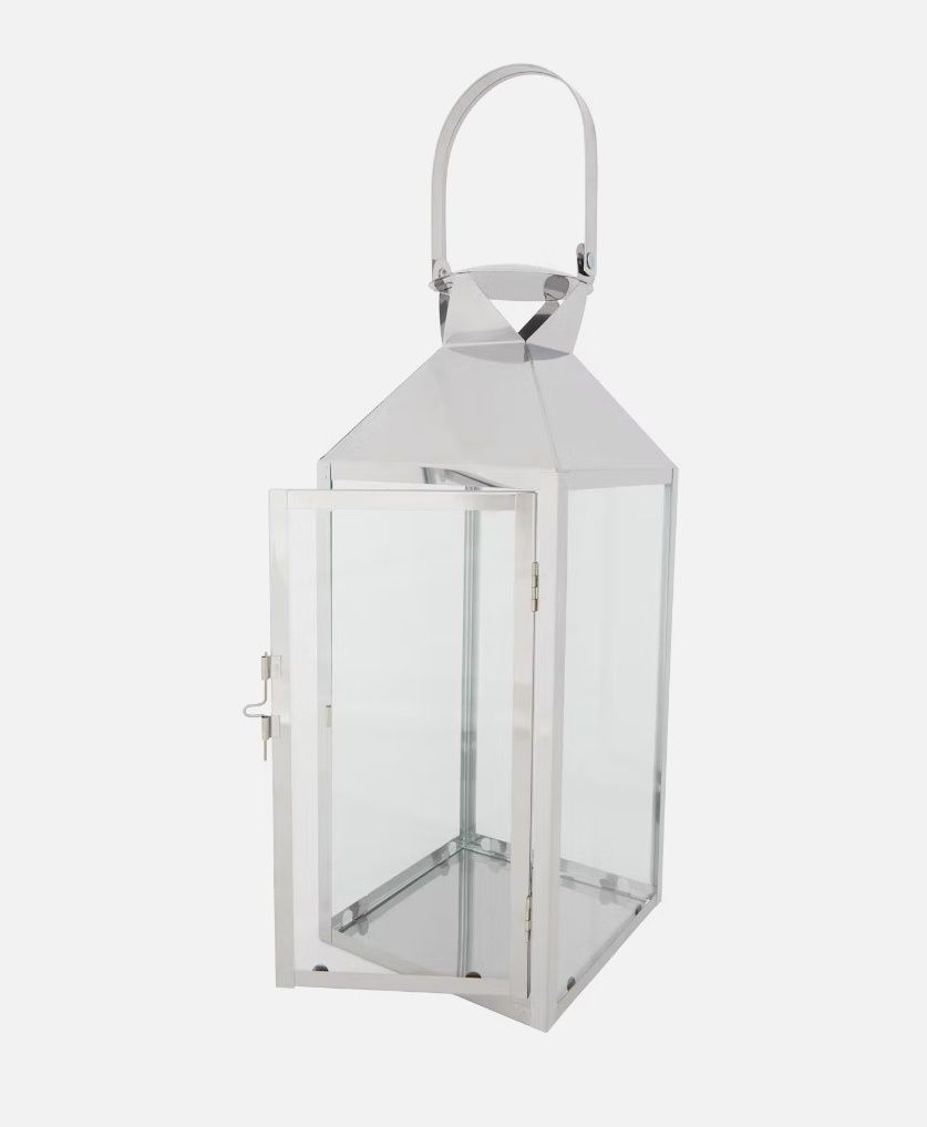 Latarnia, Lampion XL Glamour srebrny stylowy