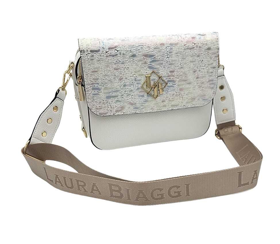 Torebka kuferek Lara Biaggi biała mozaika