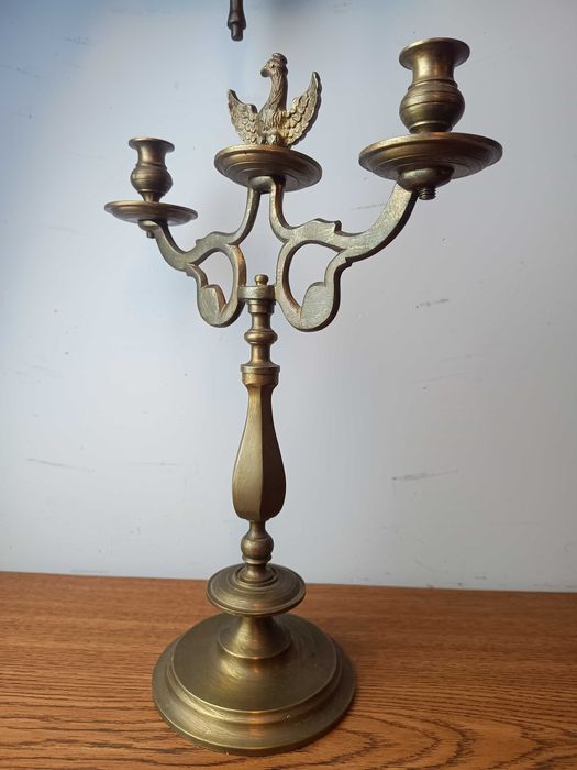 Mosiężny świecznik Księstwo Warszawskie
