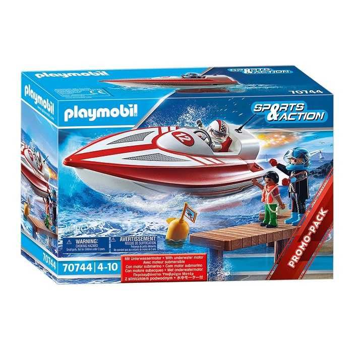 Lancha com motor pilhas barco Playmobil NOVO