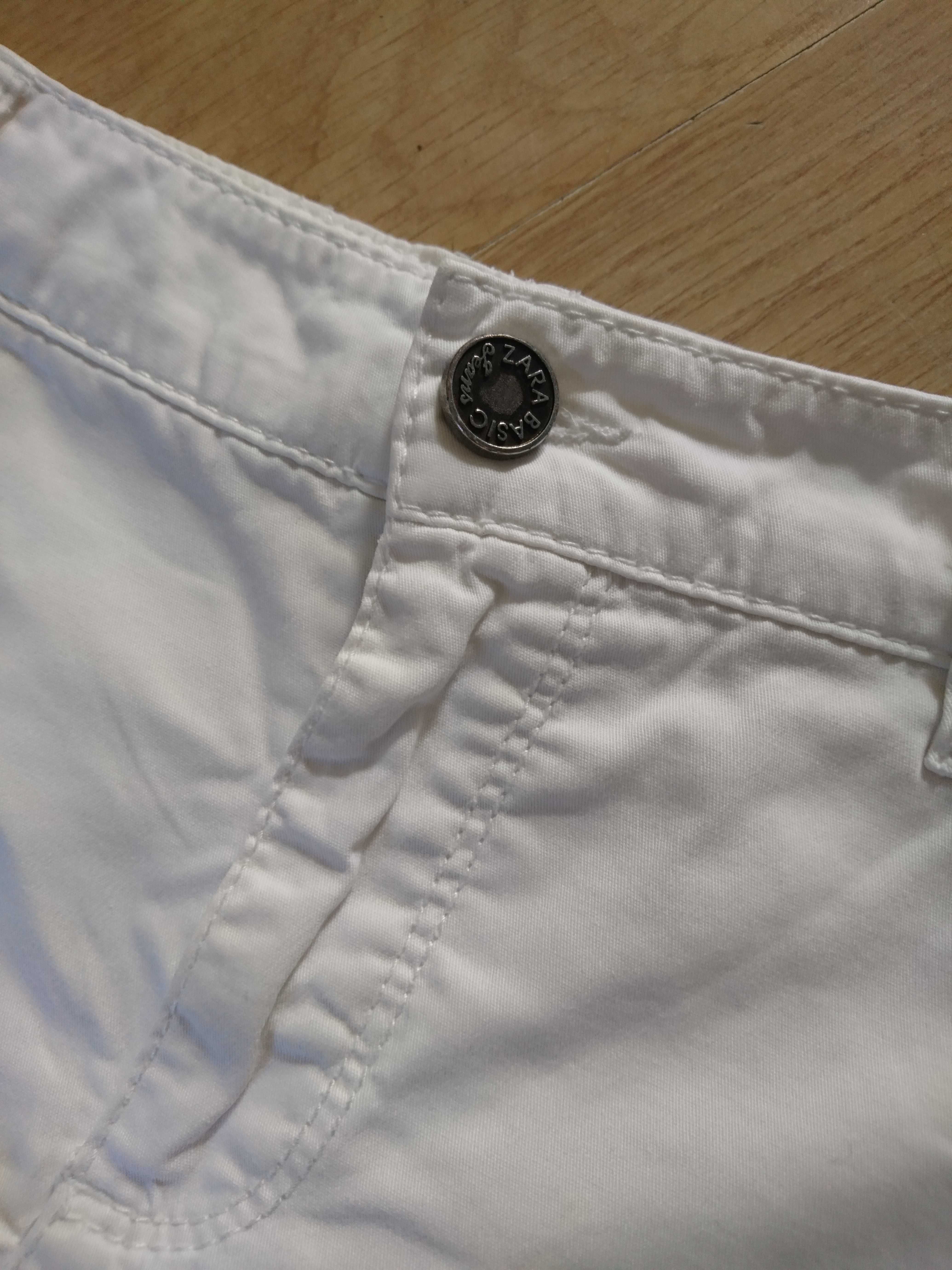 Biała bawełniana prosta ołówkowa spódnica nad kolano zara XS 34
