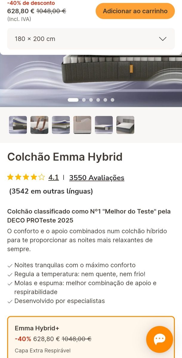 Colchão Emma Original Hybrid Colling V2 180x200