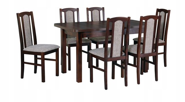 Komplet stół prostokątny + krzesła 6 sztuk ORZECH