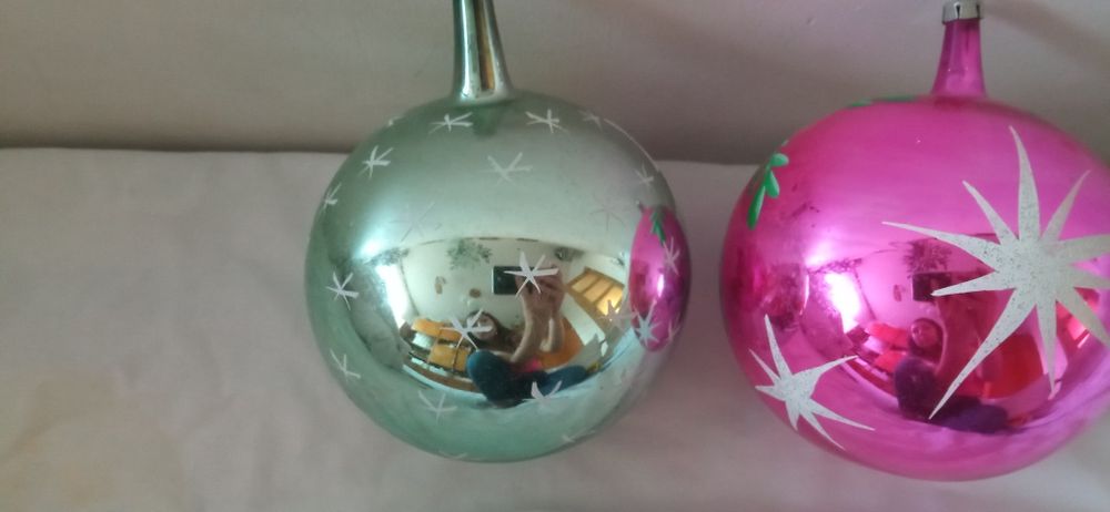 Bombki szklane vintage ręcznie malowane duże 20 cm