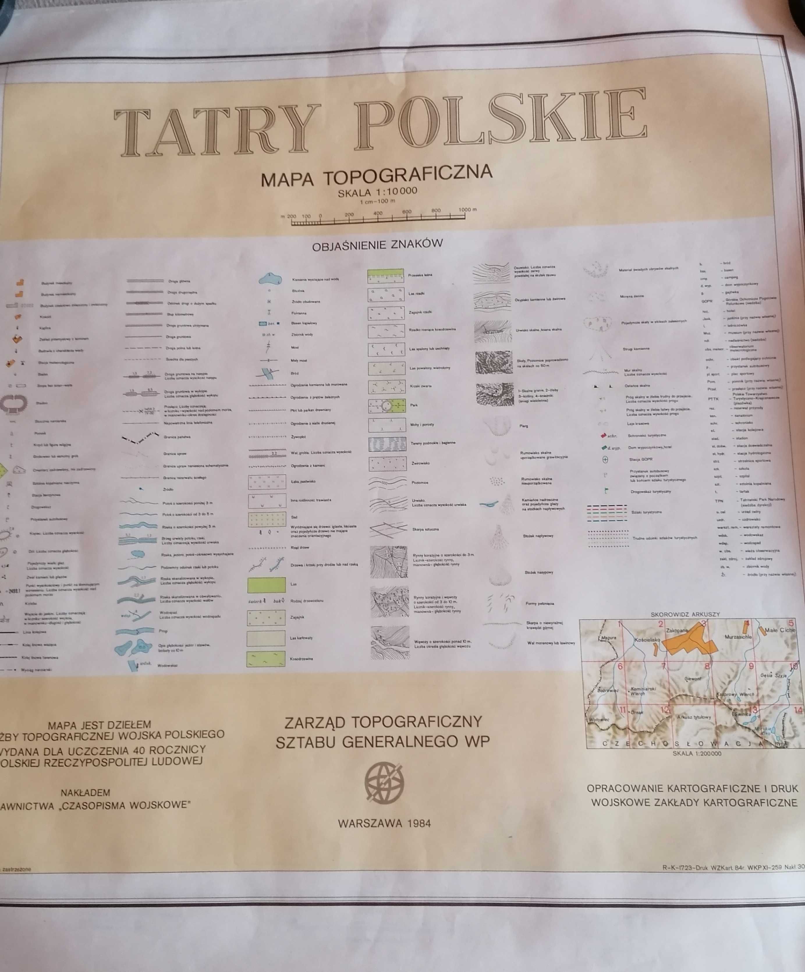 Tatry mapa topograficzna 1:10000