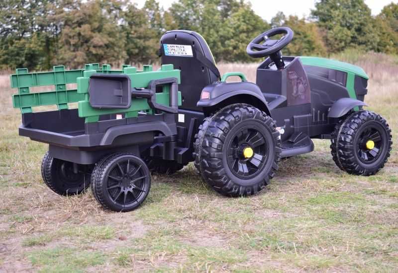 Duży Traktor na akumulator dla dziecka z przyczepą Na łożyskach Hit