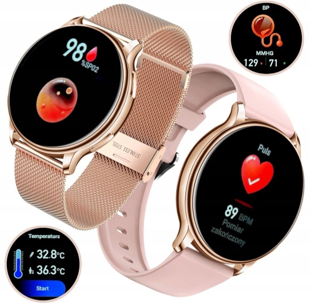 Nowy Smartwatch damski zegarek rozmowy pl Google asystent tętno