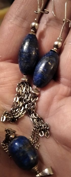 Komplet lapis kolczyki,wisiorek 925