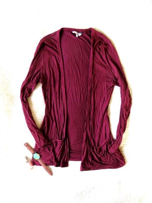 Sweter kardigan sweterek bordowy S M oversize czerwony