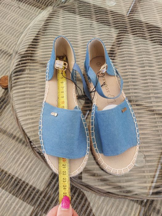 Nowe espadryle, sandały dziewczęce rozm. 35, materiał, wkładka skóra