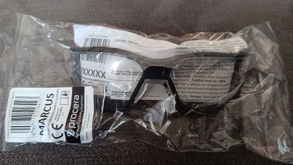 Okulary ochronne przeciwodpryskowe z uszczelnieniem PROCERA MARCUS