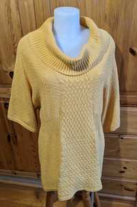 Tunika sweter bezrękawnik kamizelka M żółta damska ciepła bluzka golf