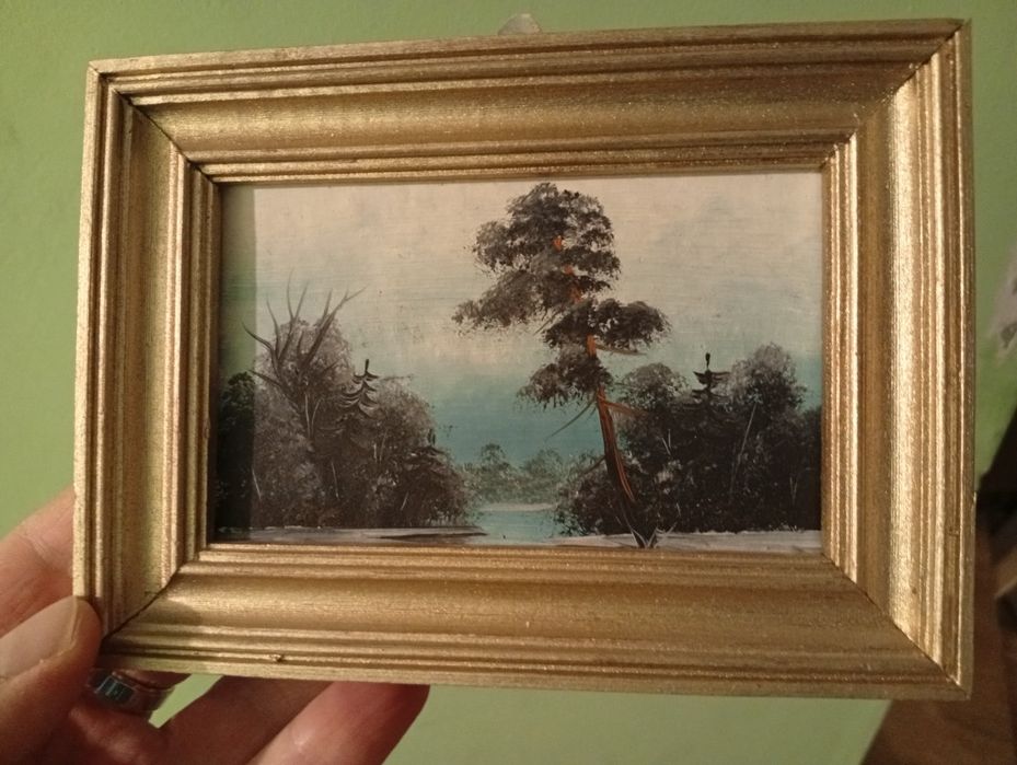 "Pejzażyki"-przepiękne obrazki olejne na tekturkach!