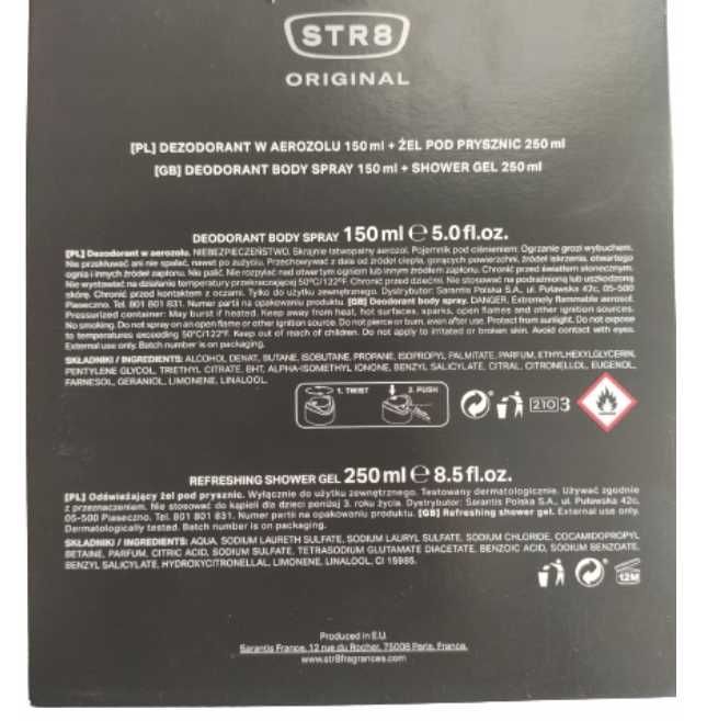 ZESTAW Kosmetyków STR8 Spray 150ml Żel 400ml dla Mężczyzn na Prezent