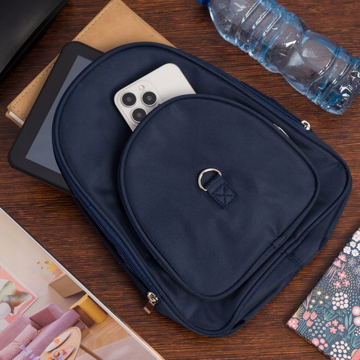 Plecak plecaczek damski mały lekki wodoodporny elegancki granat