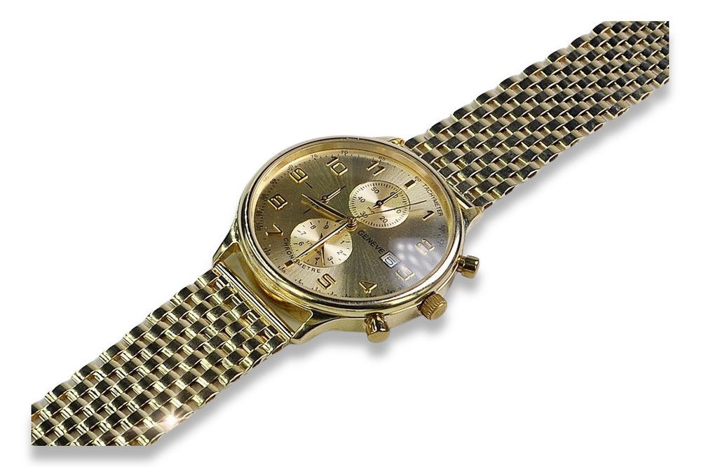 Złoty zegarek z bransoletą męski 14k 585 Geneve mw005y&mbw008y Gd