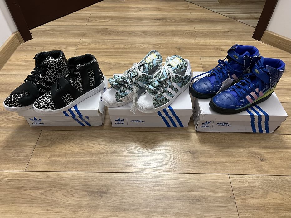 Adidas jeremy scott zestaw ubrań spodnie, bluzy , buty