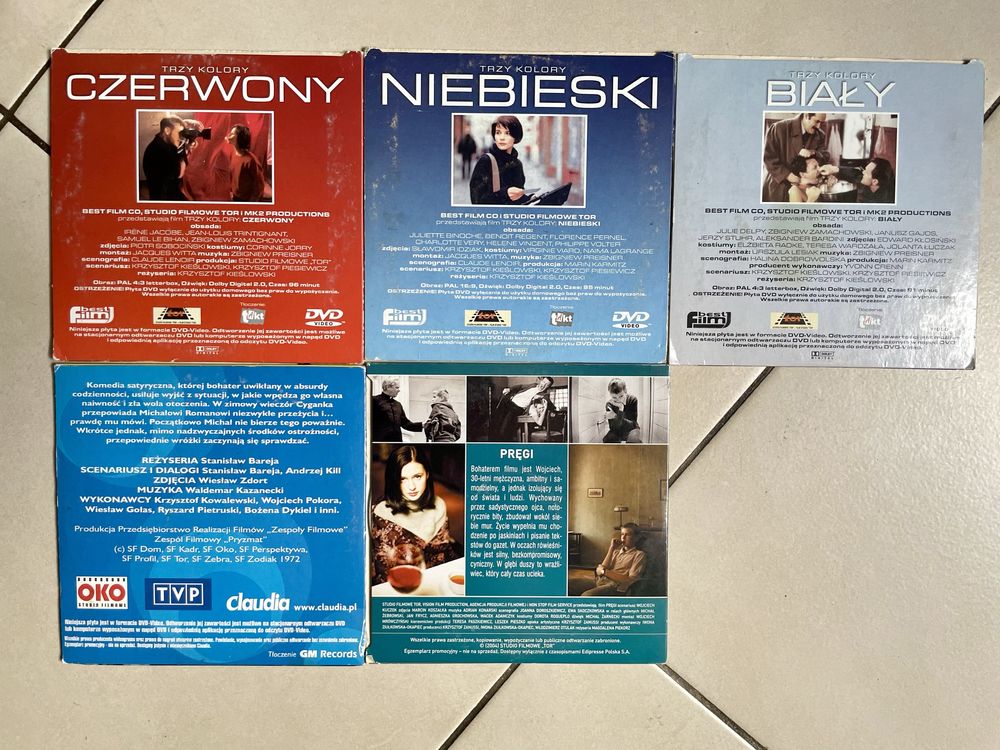 5 polskich filmów DVD - trylogia Trzy kolory Kieślowskiego (komplet)
