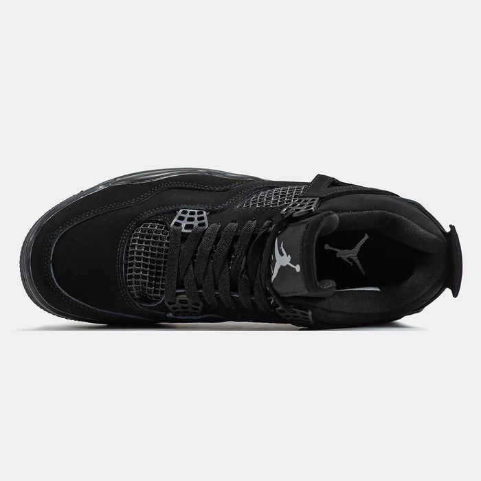 Мужские кроссовки Nike Air Jordan 4 Cat Full Black. Размеры 40-46
