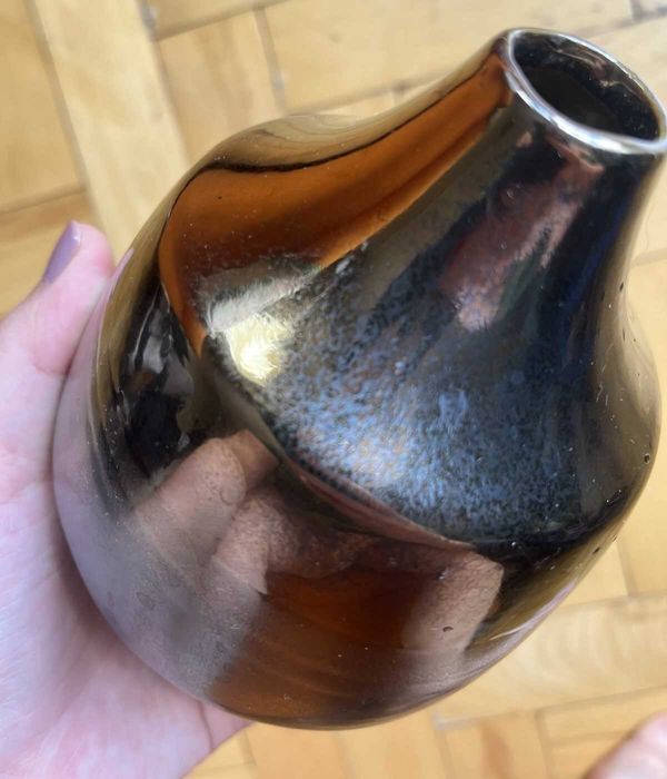 Wazon na kwiaty ceramiczny złoty czarny glamour szkliwiony unikalny