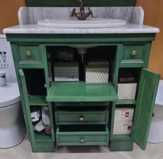 Armário de wc verde estilo vintage 83cms NOVO
