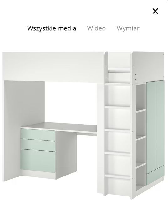 Łozko na antresoli Ikea Smästad
