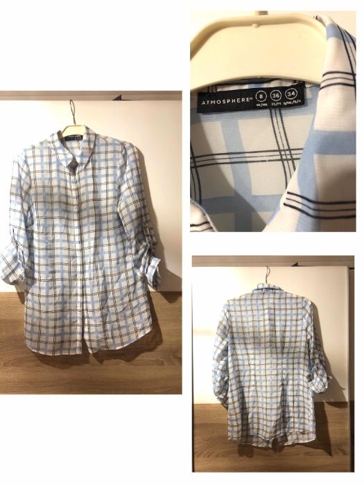 Camisa azul aos quadrados - Tamanho 36 - 1€ + portes *