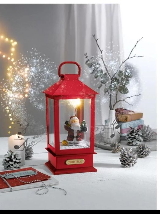 Новогодний фонарь Санта Клаус с музыкой и снегом Livarno Home 30 см