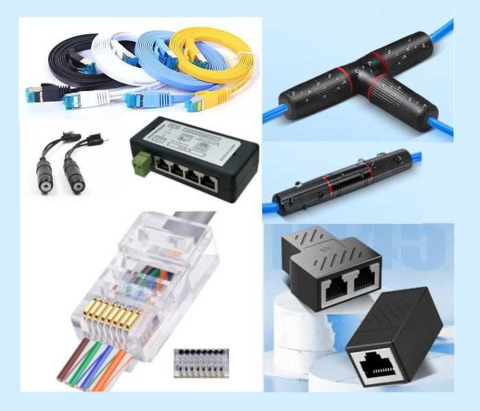 RJ45 коннекторы, наборы,  патчкорды соединители 8P8C разветвители  POE