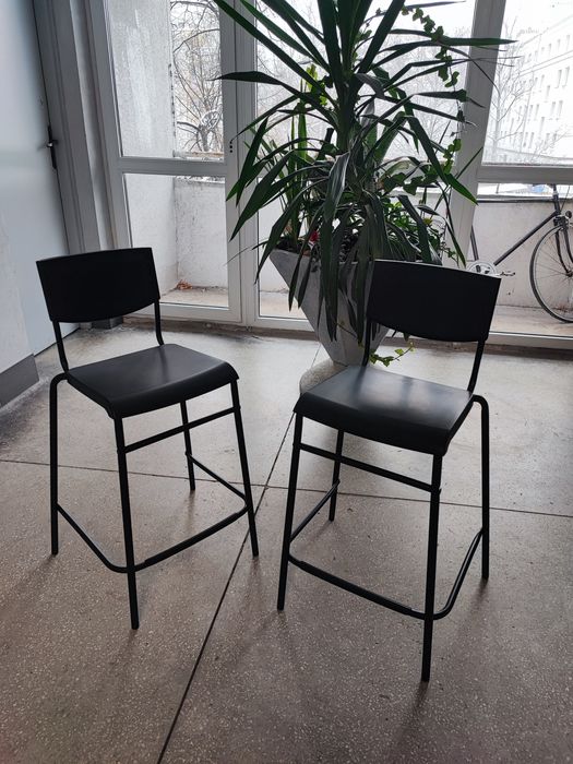 Krzesła barowe IKEA STIG czarne 2szt