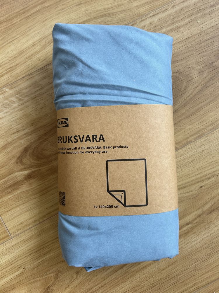 NOWE prześcieradło z gumką Ikea Bruksvara 140x200 niebieskie