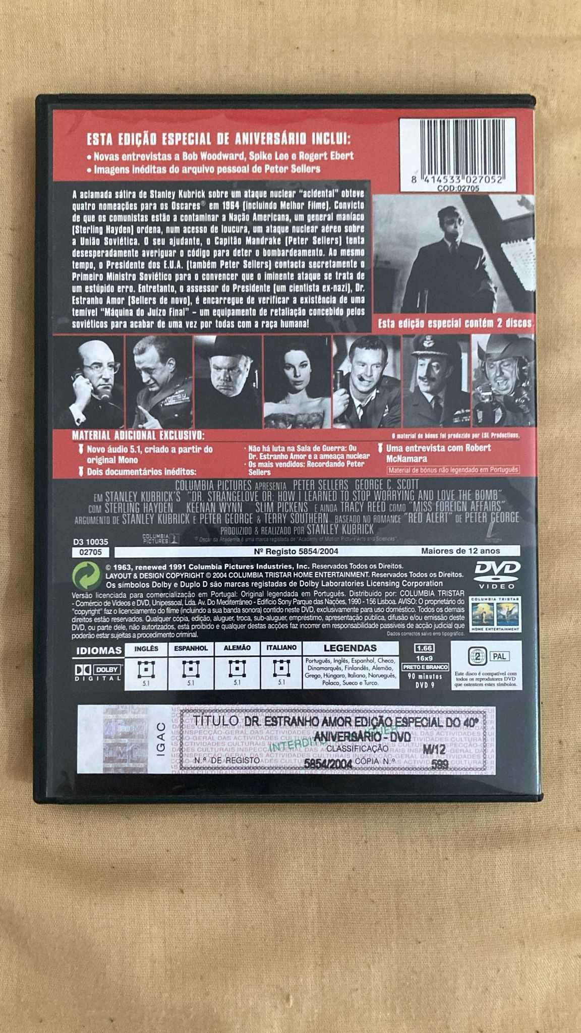 2 DVDs Edição Rara "DR. ESTRANHO AMOR" -Stanley Kubrick, Peter Sellers
