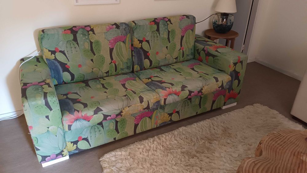 Sofa-cama com padrão catos
