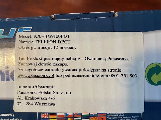 Telefon stacjonarny Panasonic KX-TG8100