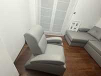 Sofa rozkladana na lózko  z eko skory plus fotel