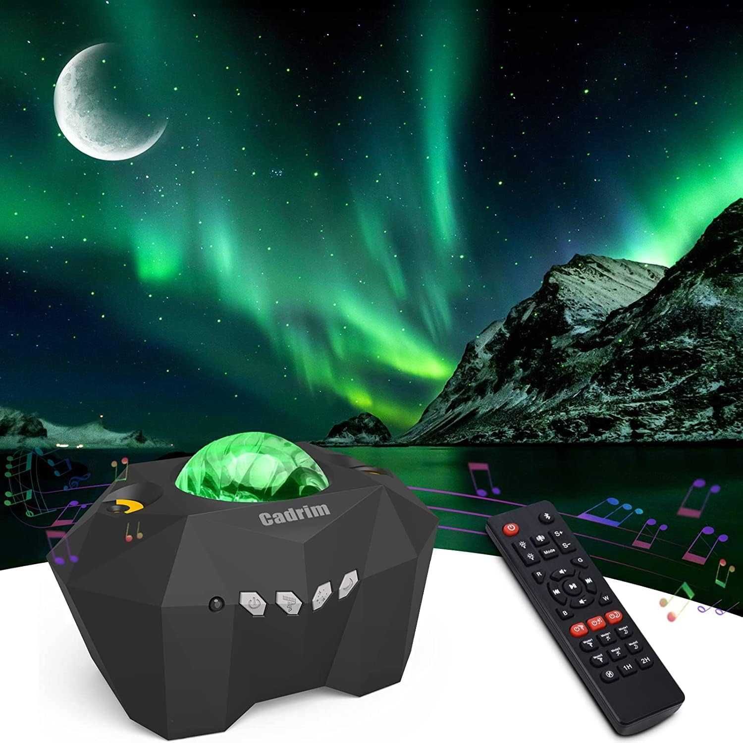 Cadrim 3w1 projektor gwiazd zorza polarna LED z głośnikiem Bluetooth