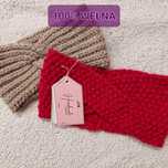 Opaska ręcznie robiona na drutach handmade 100% wełna czerwona