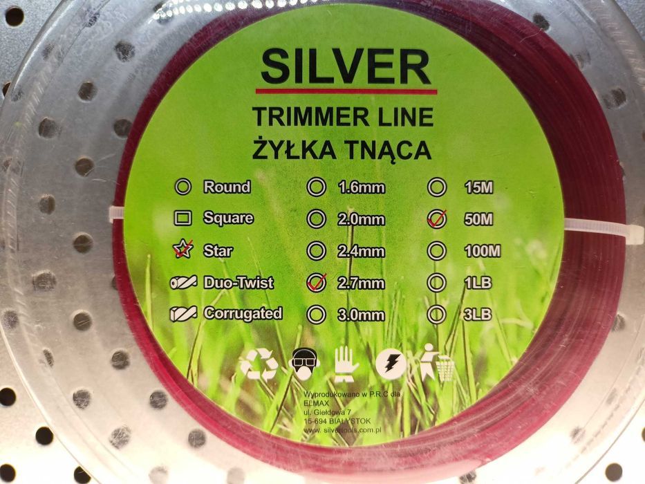 Żyłka do cięcia trawy gwiazdka 2,7mm x 50m żyłka tnąca do trawy
