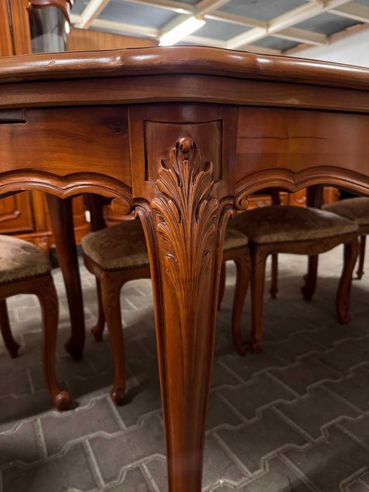 Jadalnia Ludwik zestaw mebli komoda marmur witryna rozkładany stół