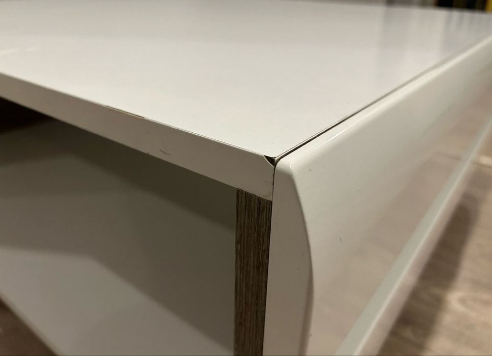 Stolik kawowy, ława biała 90x90 cm