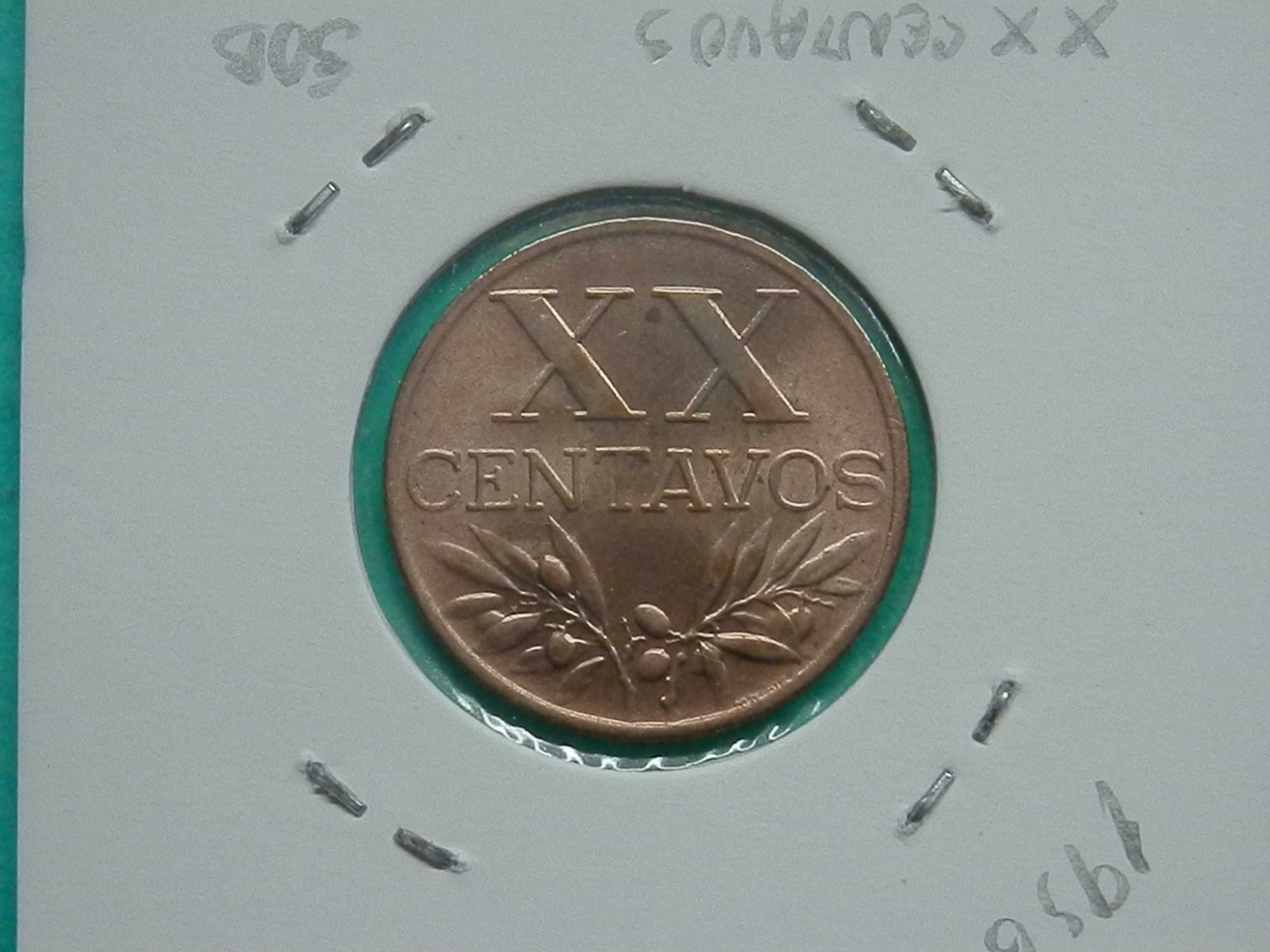 1203 - XX centavos 1956 bronze, soberba, por 3,50