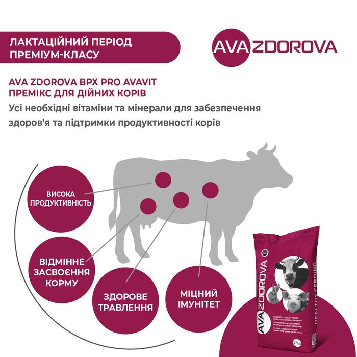 Премікс для дійний корів AVA ZDOROVA ВРХ PRO Avavit