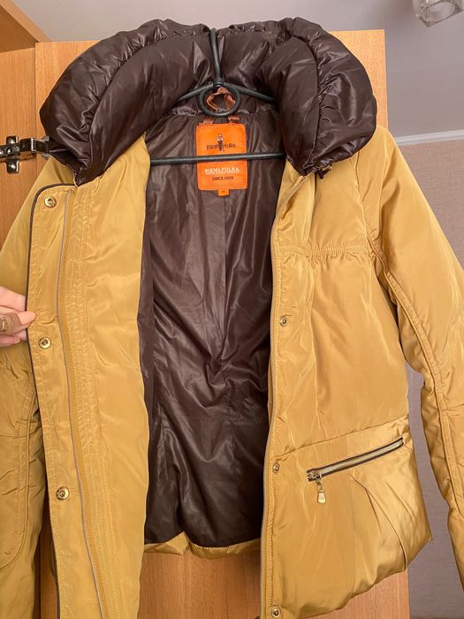 Куртка пух/перо, пуховая куртка, пуховик горчичного золотого цвета