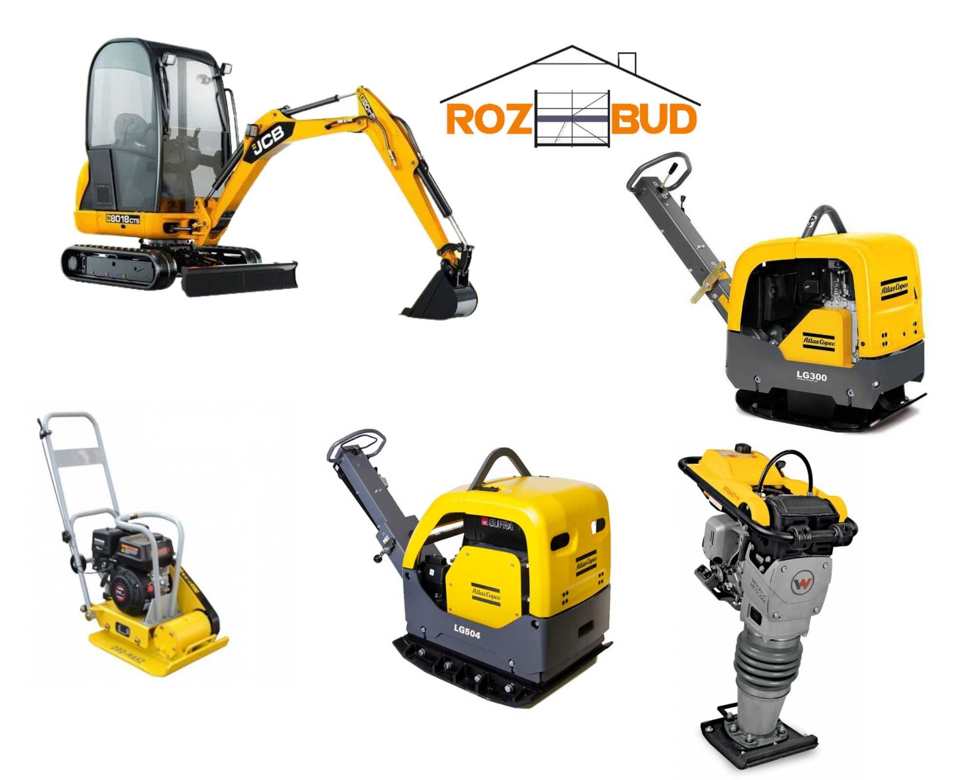 Wynajmę koparkę JCB 8018 zagęszczarkę 90kg 120kg 300kg 500kg skoczek