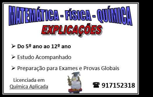 Explicações Matemática e Físico-química 5º ao 12ºano. Corroios Almada