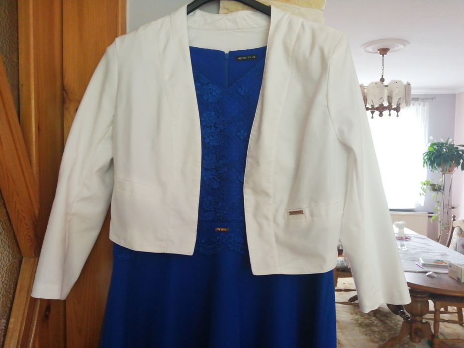 Sukienka chabrowa Infinity r. XL, tiul, koronka