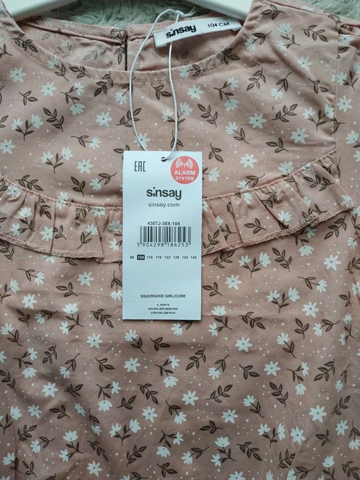 Nowa koszula dziewczęca/falbanka/kwiaty/różowa/prezent/sinsay/r.98/104