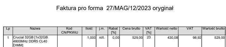Pamięć RAM  Crucial 32GB [1x32GB 4800MHz DDR5 CL40 DIMM]