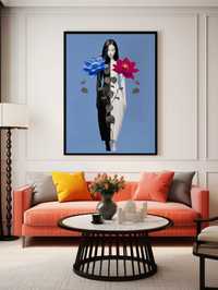 Plakat na Ścianę Obraz Kobieta Kwiaty Minimalizm 50x70 cm ElliveX